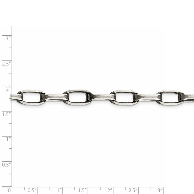 White Sterling Silver necklace Open Link chain 20 in 8 mm