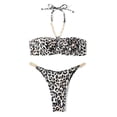 thumbnail image 1 of Traje de baño de 2 piezas con efecto push up y detalle de cadena dorada para mujer: conjunto de bikini con estampado de leopardo, talla S, listo para fiestas en la piscina, 1 of 8