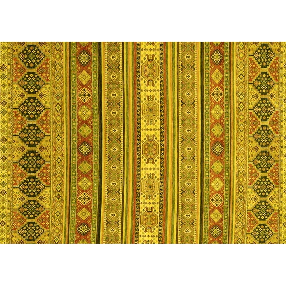 Ahgly Company Machine Washable Indoor Rectangle Abstract Yellow Modern Area Rugs, 8' x 12'