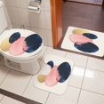 thumbnail image 5 of Minimalist Geometric Bathroom Rugs Set Pink Blue Non Slip Absorbent Soft Bath Mats 3 Piece Set with Bathroom Rug, U-Shaped Floor Mat, Toilet Seat Cover Small Size, 5 of 9