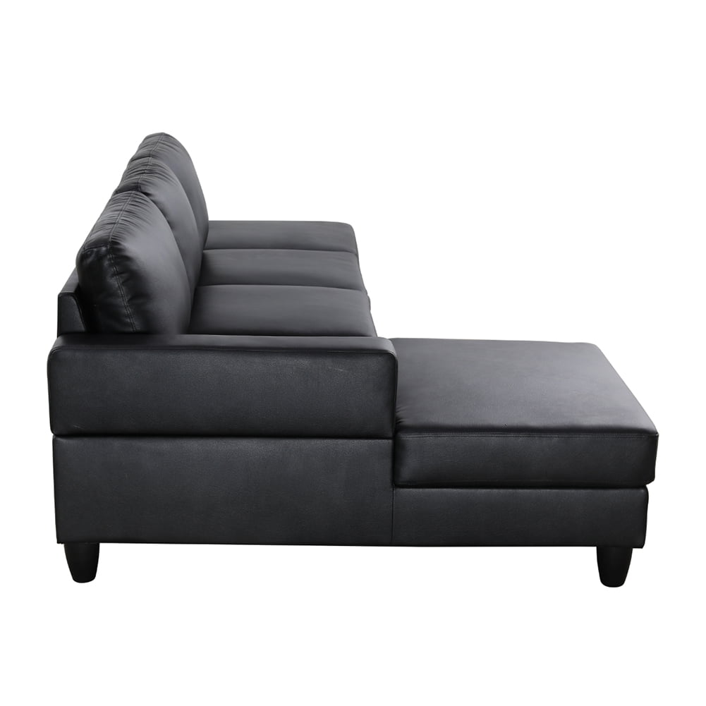 Kadyn L Shaped Sofa Couch Set for Living Room, Black Faux Leather Sectional Sofa-Left Kadyn L Shaped Sofa Couch Set for Living Room, Black Faux Leather Sectional Sofa-Left
