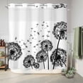 thumbnail image 6 of No Hook Shower Curtain, Dandelion Shower Curtains for Bathroom with See Through Top Window, Black White Modern Country Rustic Plants Waterproof & Washable Bath Curtain Standard 72"x72", 6 of 9