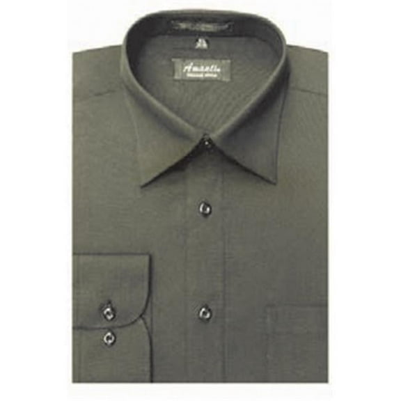 Amanti CL1011-18 1-2x34-35 Amanti Mens Wrinkle Free Charcoal Dress Shirt - Charcoal-18 1-2 x 34-35