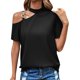 thumbnail image 1 of Gibobby Playera Manga Corta para Mujer Camiseta manga corta con hombros descubiertos y cuello inclinado Sexy verano para mujer(Negro,M), 1 of 5
