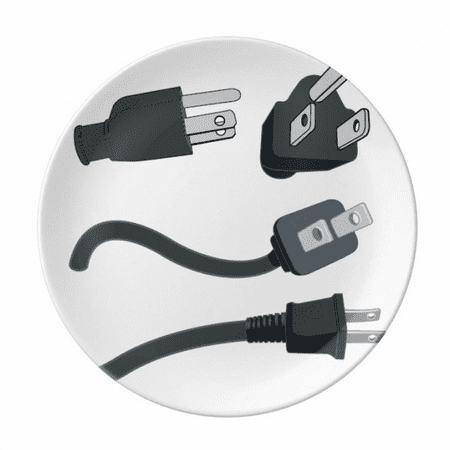 

Black Charging Cable Plug Pattern Plate Decorative Porcelain Salver Tableware Dinner Dish