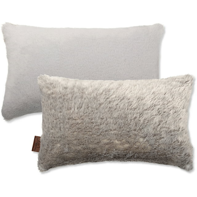 12 X 20 Throw Pillow Down Feather, Lumbar Rectangle Couch Pillow Rare Baby Arctic Wolf Fabulous Faux Fur 1 PCS, 2-tone Decorative Luxury Style Cushion for Sofa, Bedroom, Adjustable Fill Zipper