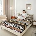 thumbnail image 4 of Feelyou Brown Zebra Leopard Full Size Sheets for Kid, Geometric Abstract Bed Sheets, Modern Fshion Sheet Sets, Ultra Soft Home Decor, 4pcs, 4 of 7
