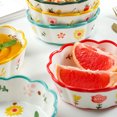 thumbnail image 4 of Ceramic Salad Bowl Dessert Bowl Adorable Pattern Wave Bowl Breakfast Bowl, 4 of 8
