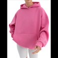 thumbnail image 1 of Sudadera Holgada de Larga con Capucha para Mujer, Estilo Informal, para Otoño e Invierno. Rosa XL, 1 of 9
