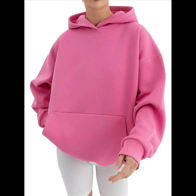 Sudadera Holgada de Larga con Capucha para Mujer, Estilo Informal, para Otoño e Invierno. Rosa XL
