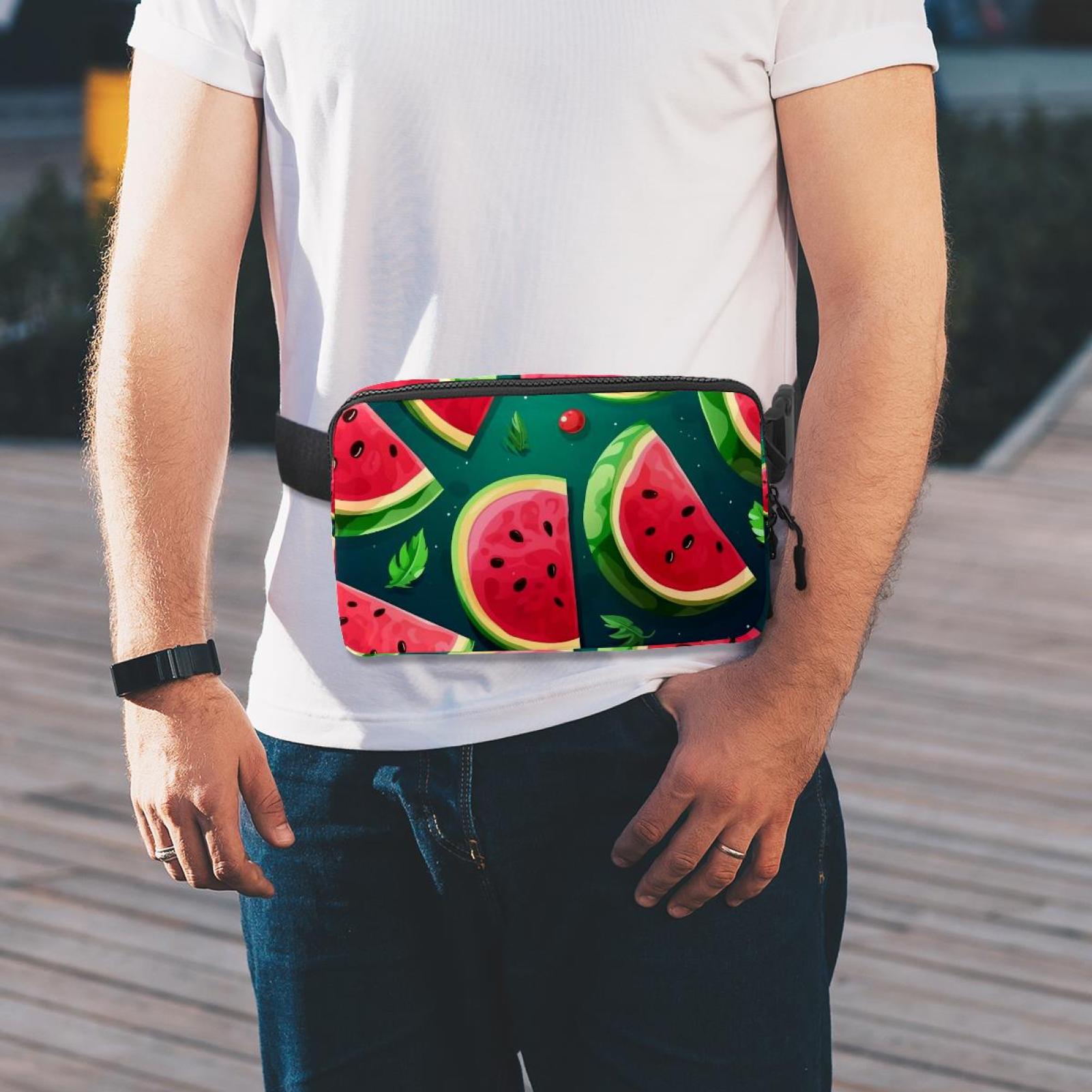 Watermelon Lightweight Adjustable Waist Bag with Extension Strap - Unisex Fanny Pack