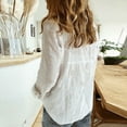 thumbnail image 3 of pbnbp Fashion Fall Outfits Plus Size Button Down Linen Shirt Casual Solid Work Office Dressy Blouses, 3 of 4