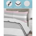 thumbnail image 4 of Pink Striped Twin Size Down Alternative Comforter, Lightweight Comforter Quilt Bedding Set with Pillow Shams Multicolor Grey White Horizontal Stripes All Seasons Bed Comforter Duvet Insert 68"x86", 4 of 7