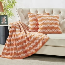 Home Soft Things Ballys Faux Fur Throw & Throw Pillow Cover Combo - Burnt Orange - 60" x 80"/20" x 20"