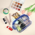 thumbnail image 4 of 3 piezas de bolsa de maquillaje impermeable para mujeres para vacaciones, camping, baño, gimnasio, color azul, 4 of 6