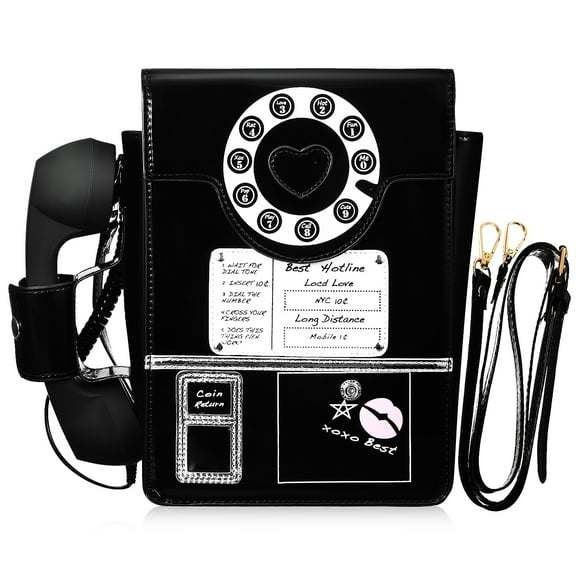 Bolso con forma de teléfono Bolso bandolera con micrófono para mujer Bolso con correa