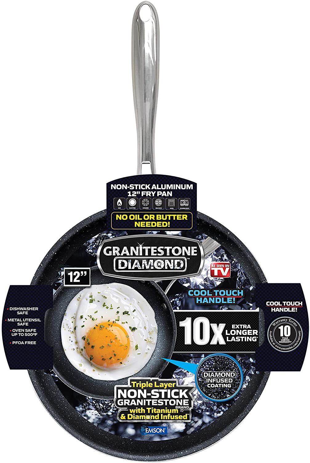 GRANITESTONE 2146 Nonstick Frypan, Nowarp, Dishwashersafe, Ovensafe