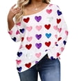 thumbnail image 1 of Mujeres de Manga Larga Tops de Moda Multi-Color Corazón Impresión Off-Shoulder con Mangas Acampanadas para la Fiesta Y las Vacaciones, 1 of 6