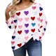 thumbnail image 1 of Mujeres de Manga Larga Tops de Moda Multi-Color Corazón Impresión Off-Shoulder con Mangas Acampanadas para la Fiesta Y las Vacaciones, 1 of 6