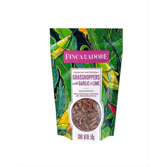 Finca de Adobe - Oaxacan Garlic and Lemon Dehydrated Grasshoppers (Chapulines al Ajo y Limón), 1.76 oz - High Protein, Keto & Paleo Friendly, Artisanal Sustainable Snack