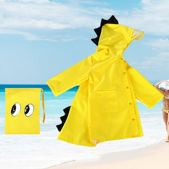 Masteelf Kids Yellow Rain Poncho with Hood Lightweight Waterproof Polyester for Theme Parks Camping and Outdoor Activities