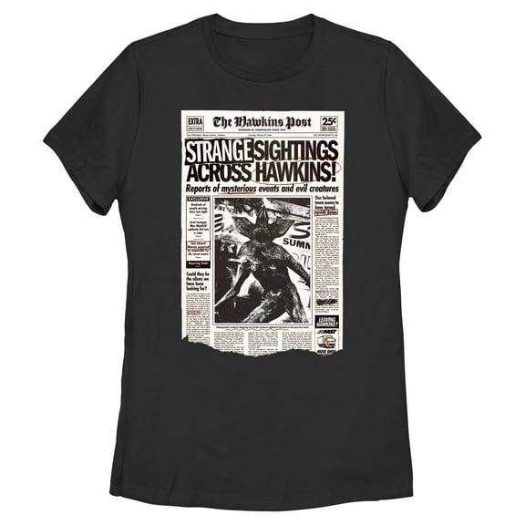 Netflix Women's Stranger Things Mysterious Sightings Across Hawkins T Shirt