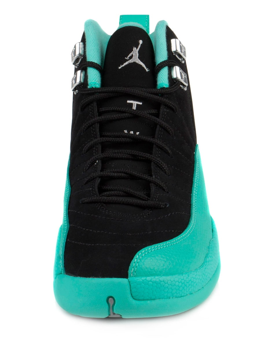 Nike Girls Air Jordan 12 Retro GG Black/Metallic Silver-Hyper Jade 
