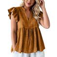 thumbnail image 3 of Msgweeeg Womens Summer Blouses Short Sleeve V Neck Womens Casual Tops Solid Color Loose Fit Soft and Comfortable Women Shirts Casual for Summer and Hot Weather, 3 of 7