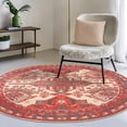 thumbnail image 4 of GLN Rugs Sparta - Indoor, Machine Washable Area Rug 5'3" Round Turkish Red/Black Home Carpet, 4 of 8