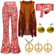 thumbnail image 2 of Disfraz de discoteca hippie de los años 60 y 70 para mujer, disfraz de paz, amor, chicas, estilo hippie, con borlas indias, chaleco, cárdigan, fiesta de carnaval y Halloween, 2 of 5