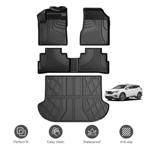 Fit for 2019-2024 Nissan Murano All Weather TPE 1st and 2nd Row Floor Mats & Cargo Liners Full Set Car Accessories