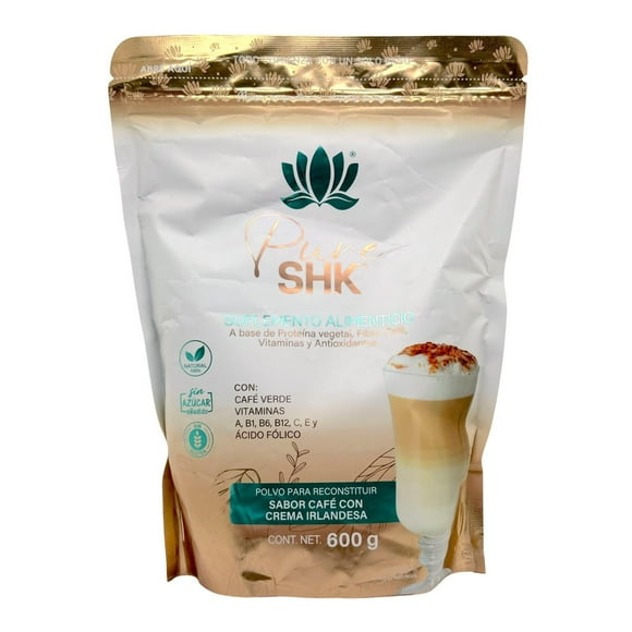 Proteína de Soya y Chícharo Café c/Crema 500 g Pure SHK Pure Health