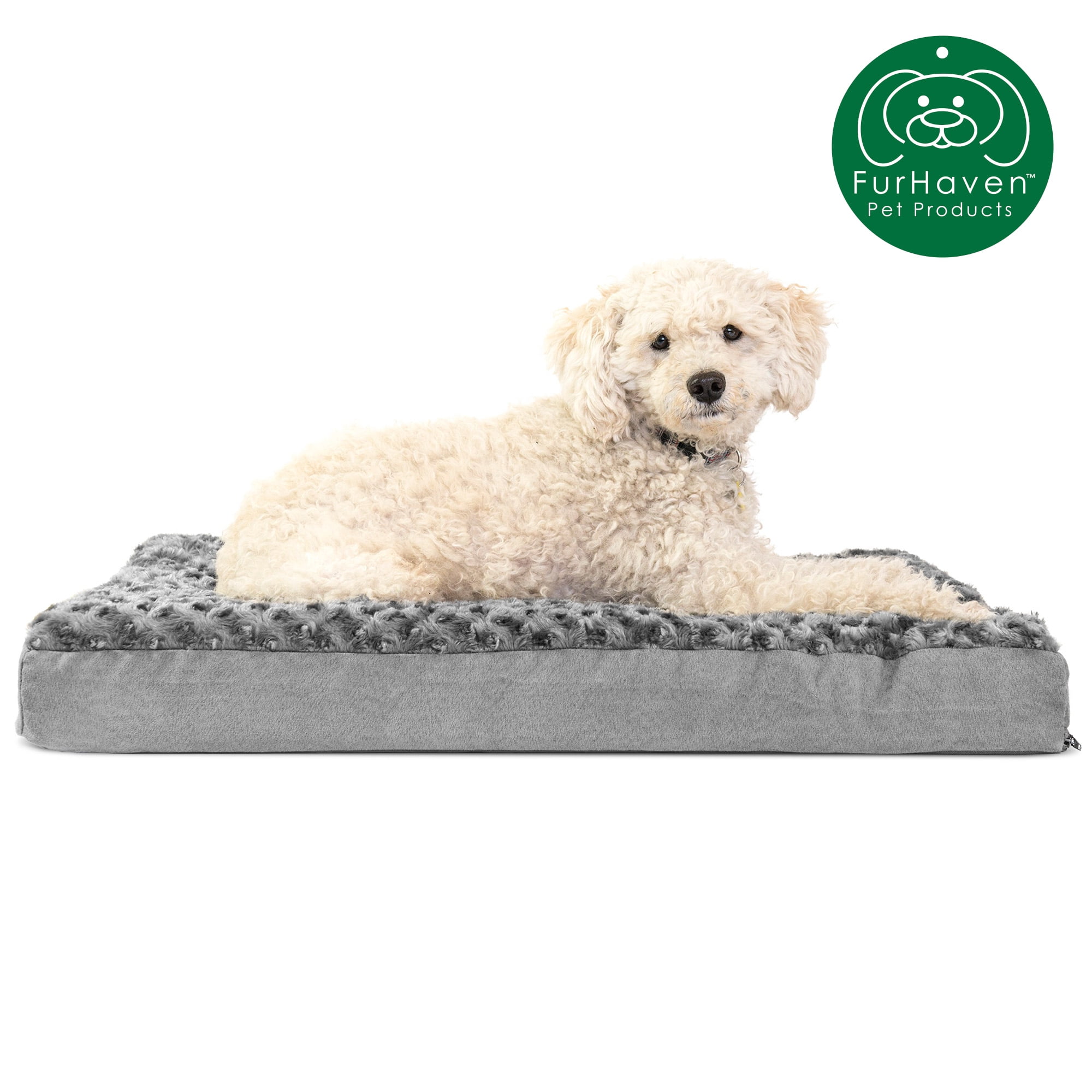 FurHaven Pet Products, Deluxe Orthopedic Ultra Plush Mattress Bed for Dogs & Cats, Gray, Medium