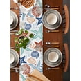 thumbnail image 3 of Table Runner 72 Inches Long for Kitchen Dining, Teal Blue Brown Starfish Coastal Dresser Scarf Farmhouse, Dining Table Decorations for Wedding/Parties, Summer Beach Nautical Coral Sea 14 x 72 In, 3 of 9
