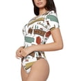 thumbnail image 2 of Haiem Art Of Living Women's Crew Neck Short Sleeve Bodysuit Tops Stretchy Slim Basic-Small, 2 of 8