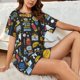 thumbnail image 4 of Fotbe Teeth Conjunto de Pijama Estampado para Mujer, 2 Piezas, Ropa de Dormir con Camiseta de Manga Corta y Shorts Suaves-Large, 4 of 6
