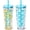Blue Butterfly, variant on 24oz Tumbler with Lid and Straw, Leak-Proof Double Wall Insulated Reusable Plastic Travel Cup for Iced Coffee, White, Set of 2