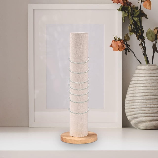 Soporte para Joyería Salvador Torre de Joyería Estante Base de Madera Organizador de Bandas para El Cabello Pulsera Y Reloj P Beige