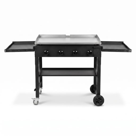 Foldable Gas Griddle, 36" Stainless Steel Portable Detachable Propane Griddle,Outdoor Cooking Station with Side Shelves, Steel LPG Gas Griddle, 4-Burners Restaurant Portable Grill