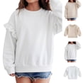 thumbnail image 4 of RMGVDSD Toddler Baby Girls Sweatshirts Ruffle Long Sleeve Solid Color Pullover Crewneck Tops Soft Casual Sweatshirt Fall Clothes 12-18 Months, 4 of 4
