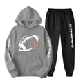 thumbnail image 1 of Sunnyoo Ensemble pour Tout-Petits Garçons, Chandail à Capuchon à Imprimé Rugby et Pantalon de Jogging, Survêtement de Sport Décontracté, 1 of 2