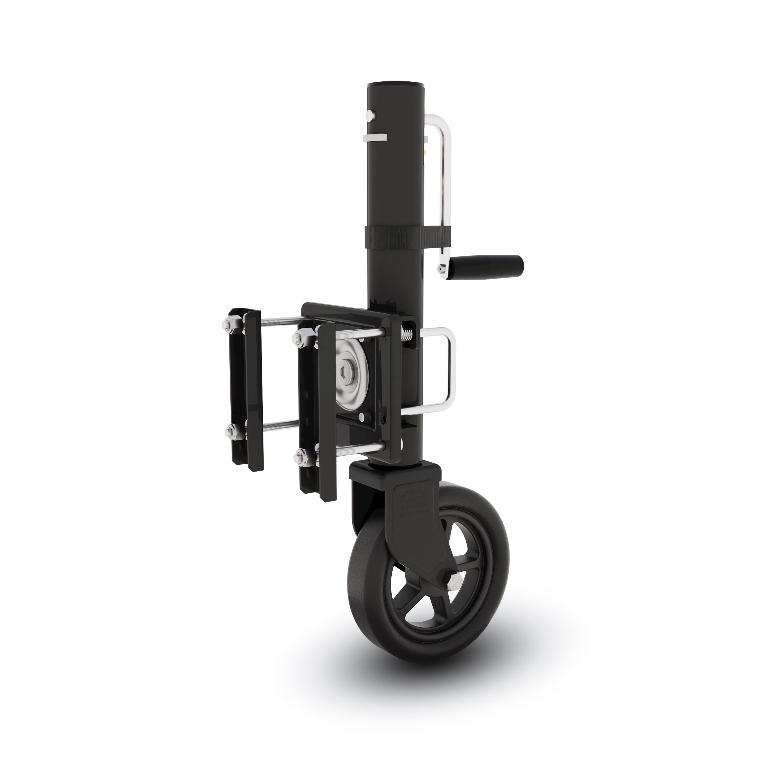 TOWKING 8" Spoke Wheel Trailer Jack, 10" Vertical Movement, 1500 lbs, for RV, Boat, Trailer and More, Black
