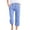 Sky Blue, variant on leijia Linen Capri Pants for Women Elastic Waisted Drawstring Capris Solid Color Plus Size Straight Pants with Pockets