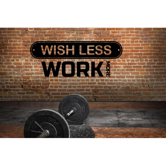 Wish Less Work More Fitness Workout Success Motivation Quotes Wall Decal Fitness Healthy Lifestyle for Girls / Boys Gym Home Sports Room Decor Vinyl Wall Art Sticker Decoration Size (35x40 inch)