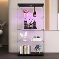 thumbnail image 6 of 4 Shelves And 2 Doors Glass Display Cabinet With Led Lights, Floor Standing Curio For Living Room, Bedroom, Office, 64.7"x31.7"x14.3", Black - Stylish Storage Collectibles 64.7"x31.7"x14.3", 6 of 7