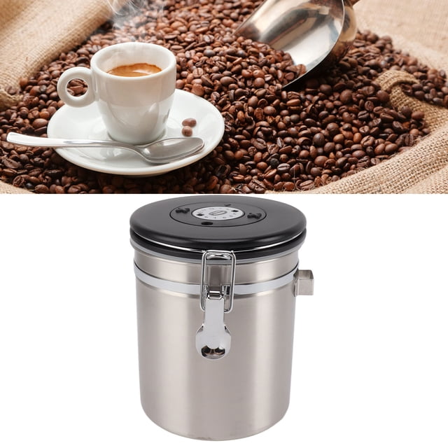 Airtight Coffee Canister, 1.5L Stainless Steel Coffee Storage Canister With Scoop Date , Coffee Bean Storage Container Versatile Airtight Food Storage Container For Kitchen