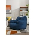 thumbnail image 2 of Bean Bag Soft Cotton Linen Fabric Bag Chair Filled with Memory Sponge, Fluffy and Lazy Sofa Filled with Memory Sponge Bag Sofa with Armrests for Living Room, Blue, 2 of 9