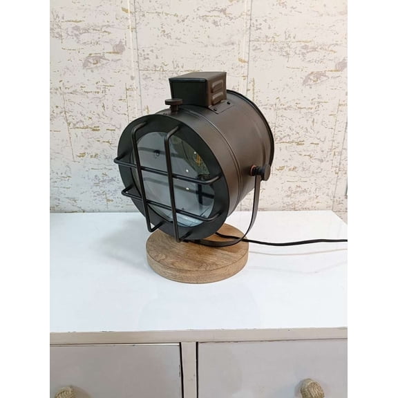 Metal Table Light Study Focus Light Searchlight Dim Light table Lamp Full of Metal With Wood Base Bed Side Light Home & Office Decor