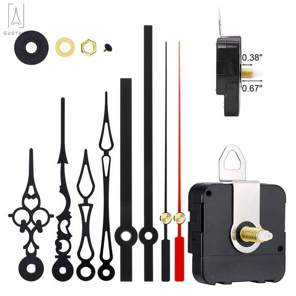 Gustave Quartz Wall Clock Movement Mechanism with 3 pairs of Hands, Silent Sweep Clock Motor Movement Kit for DIY Repair Parts Replacement (Shaft Length 0.67 inch)
