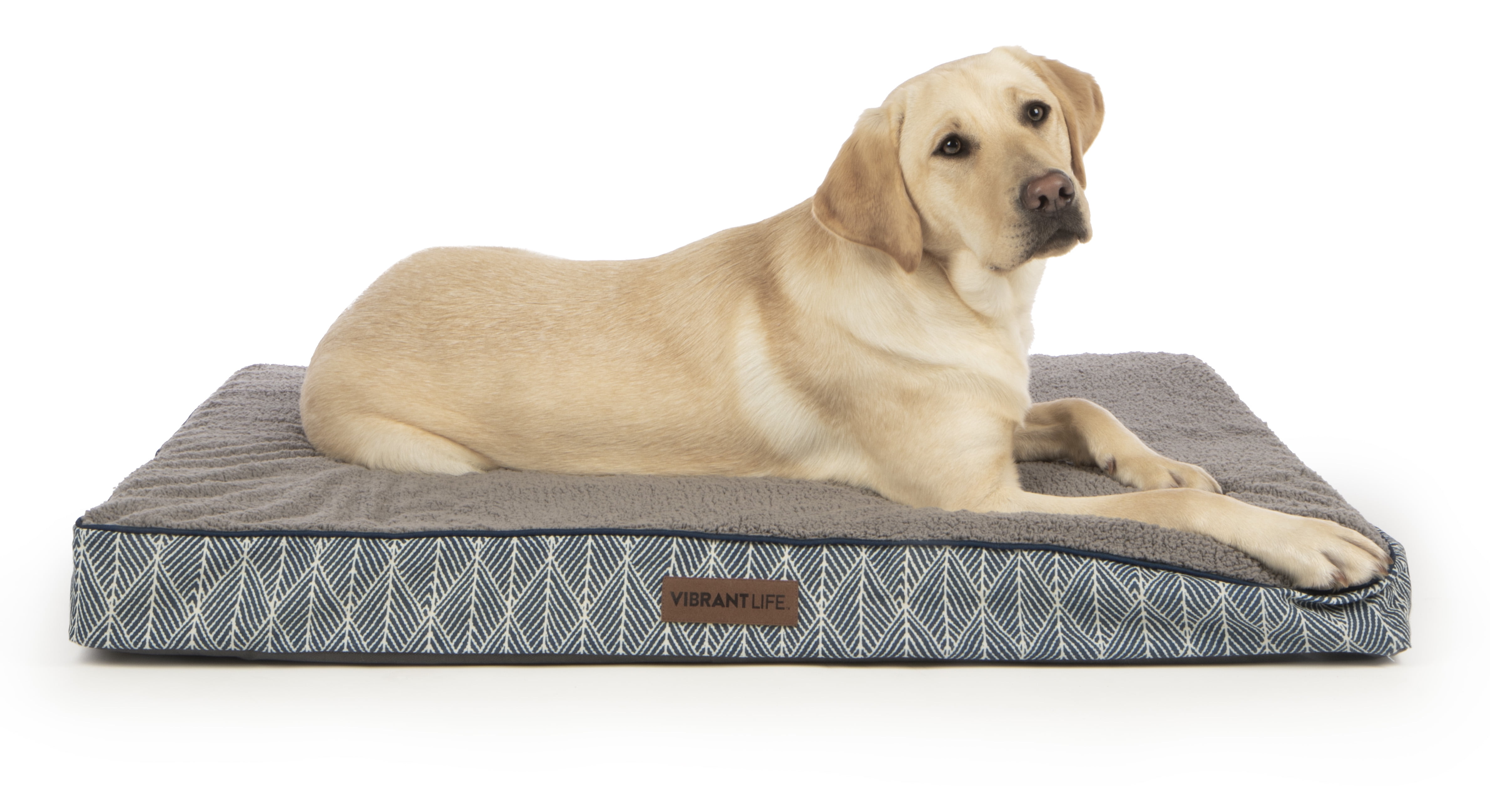 Vibrant Life Therapeutic Crate Mat Pet Bed, Large, Blue Linen